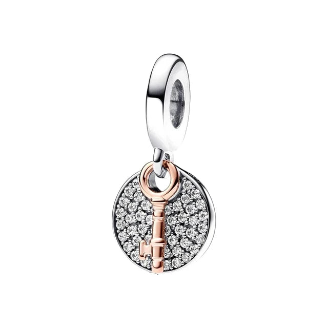 Authentic 925 Sterling Silver Charm Sparkling Star Moon & Sun Pendant Fit Original Bracelets DIY Women Bangles Jewelry Gift