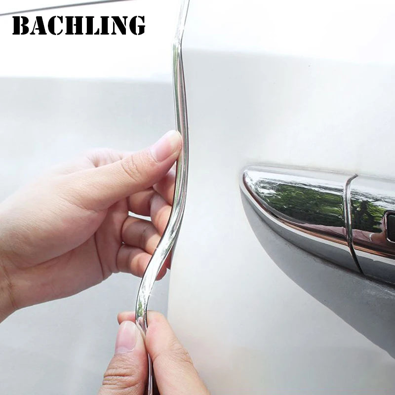 2/5/10M Car Door Edge Scratch Protector DIY Trim Strips Guard Cover Strip Roll Chrome Styling Moulding Trim Strip