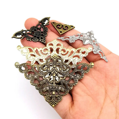 12pcs Metal Decorative Corner Cover Edge Protector for Book Scrapbook Photo Album Frame Jewelry Chest Gift Wine Wooden Box Case