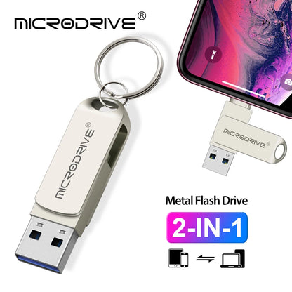 OTG Flash Drive USB 3.0 for iPhone with 2-in-1 USB-to-Lightning & USB 3.0 Pendrive for iPhone 6/7/8/11/12/13/14 / for iPad