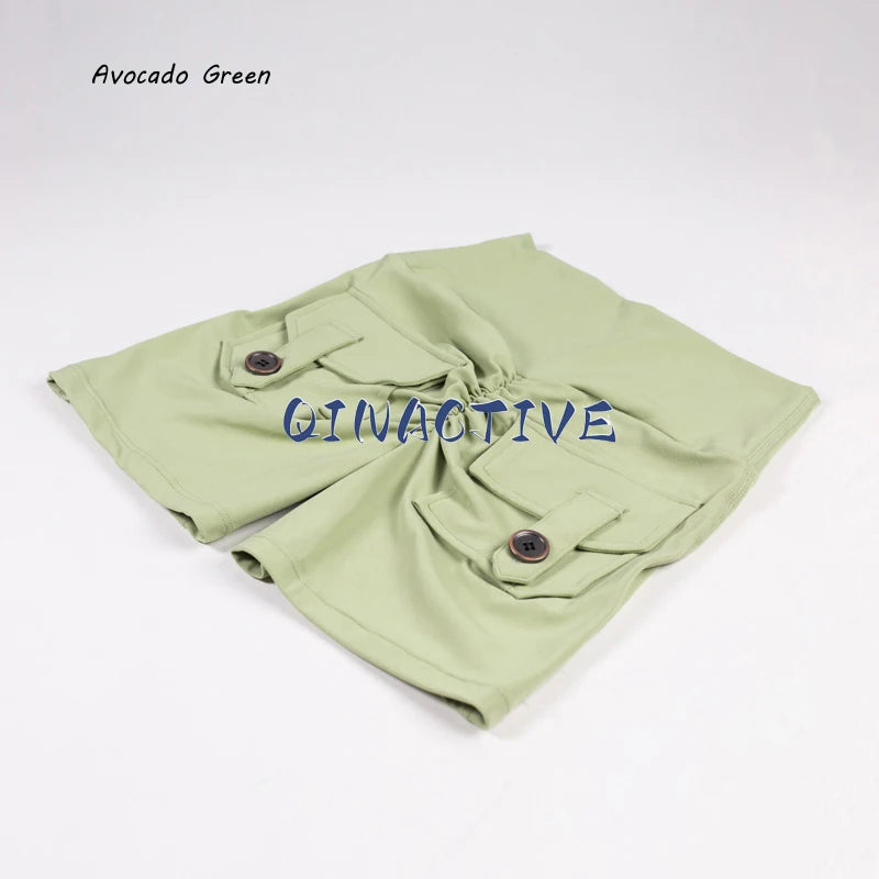 Pantalones Cortos de Yoga QINACTIVE para Mujer con Bolsillos, Fruncidos en los Glúteos, Mallas de Gimnasio de Cintura Alta con Efecto Push Up, Pantalones Cortos Deportivos Sexy para Glúteos, Fitness