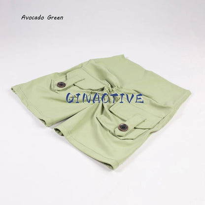 Pantalones Cortos de Yoga QINACTIVE para Mujer con Bolsillos, Fruncidos en los Glúteos, Mallas de Gimnasio de Cintura Alta con Efecto Push Up, Pantalones Cortos Deportivos Sexy para Glúteos, Fitness