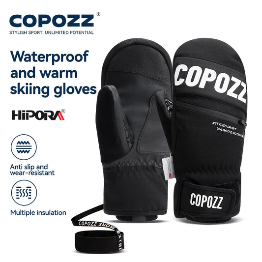 3M Thinsulate Thick Adult Teenage Professional Snowboard Ski Gloves, Windproof Winter Warm Thermal Snow Mittens, Snowmobile Gloves, COPOZZ