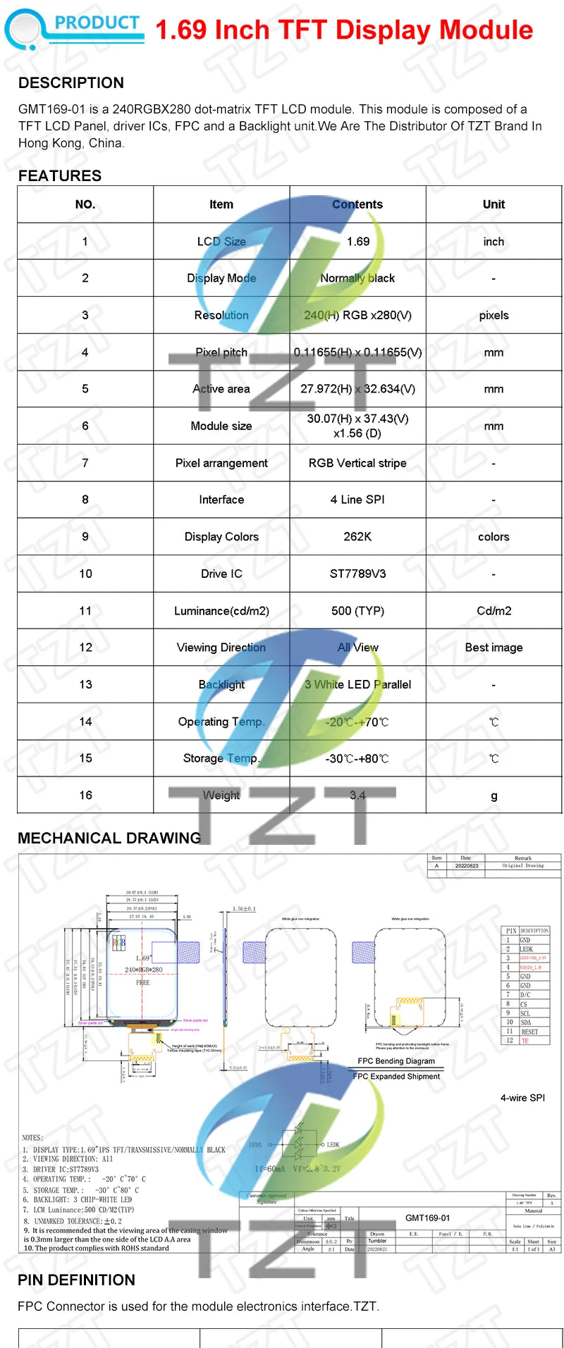 TFT Display, 0.96/1.3/1.44/1.8/2.4/2.8/3.5 Inch TFT Full Color Screen LCD Module, ST7735 ILI9341 Driver Interface SPI for Arduino