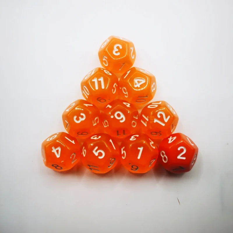 D12 12 Faces DND Dice Transparent Acrylic 12 Side Dice Set Polyhedral TRPG, Mtg, Rpg, Dice for DND or COC Game, 10PCs per Set