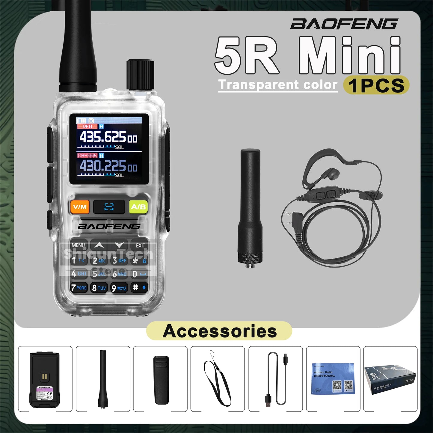 Baofeng UV 5R Mini Walkie Talkie Banda Aérea UHF/VHF Doble Vigilancia Doble PTT Programación Bluetooth Tipo-C Camping Radioaficionado Actualización 5R