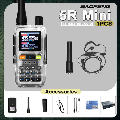 Baofeng UV 5R Mini Walkie Talkie Banda Aérea UHF/VHF Doble Vigilancia Doble PTT Programación Bluetooth Tipo-C Camping Radioaficionado Actualización 5R