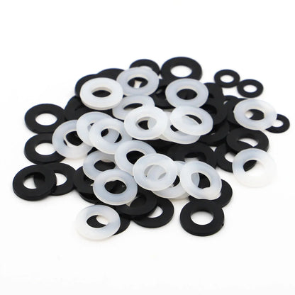 50/100 x M2 M2.5 M3 M4 M5 M6 M8 M10 M12, White Black Plastic Nylon Flat Washer, Plane Spacer, Insulation Gasket Ring For Screw Bolt