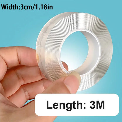 Cinta Adhesiva de Doble Cara Ultrafuerte de 1/3/5m Cinta Versátil Reutilizable Impermeable sin Rastro Cinta Nano de Doble Cara Súper Potente