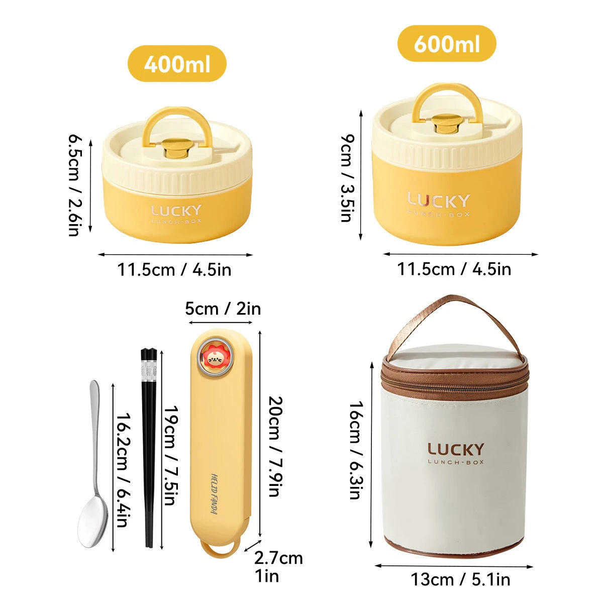 WORTHBUY Portable Insulated Lunch Box 304 Stainless Steel Bento Box With Cutlery&Thermal Bag Microwave Leak-proof Food Container