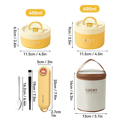WORTHBUY Portable Insulated Lunch Box 304 Stainless Steel Bento Box With Cutlery&Thermal Bag Microwave Leak-proof Food Container