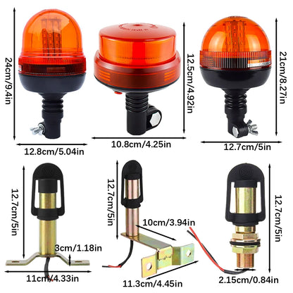 JALN7 LED Beacon Warning Signal Light Tractor Amber for J-Deer Rotating Flash Strobe Lamp Forestry with Base Bracket Pole