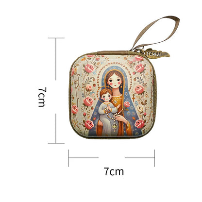 7x7cm, Virgin Mary Jesus Prayer Rosary Bag, Religious Jewelry Storage Box, Articulos Religiosos Catolico