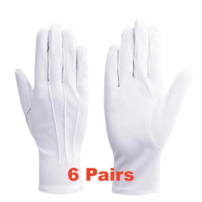 Guantes blancos de algodón para hombre, esmoquin formal, guantes de uniforme, guantes de guardia de honor, desfile, ceremonia, disfraz, cosplay, monedas, joyas, guantes de mayordomo
