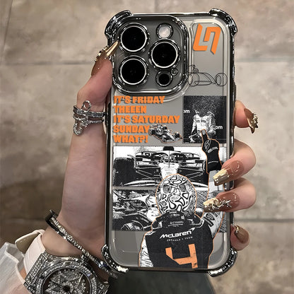 Plating Phone Case For iPhone 17 16e 16 15 14 13 12 11 Pro Max XR Mini Air Plus Anti-Fall L-Lando Norris Airbag