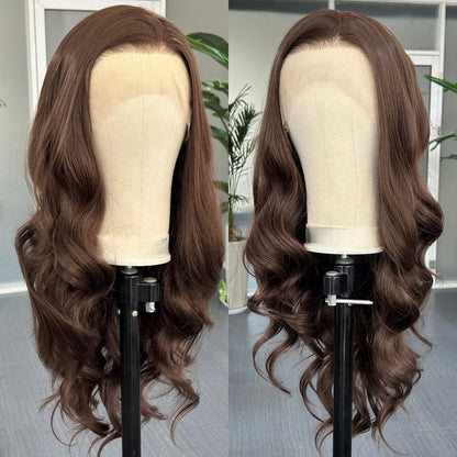 Platinum Blonde Long Wavy Synthetic Wig Free Part Loose Wave Natural Curly 13X4 Lace Front Wigs for Women Daily Party Cosplay