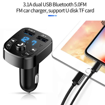 Bluetooth 5.0 Fm Transmitter Car Wireless Fm Radio Modulator Car Kit Dual USB Car Charger Adapters FM Transmitter Receiver