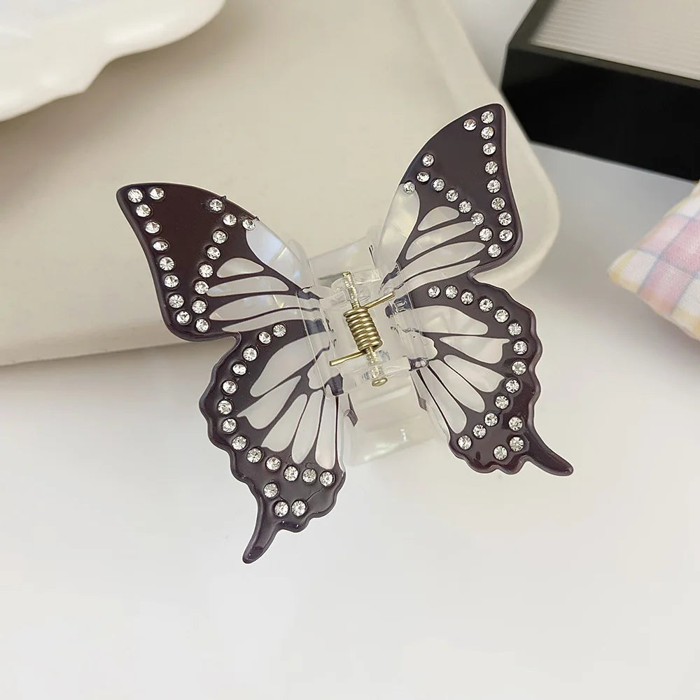 DS New Sweet Simulated Butterfly Hair Claw 9.2CM Large Butterfly Acrylic Claw Clips Trendy Hair Clips Hair Accessories for Women