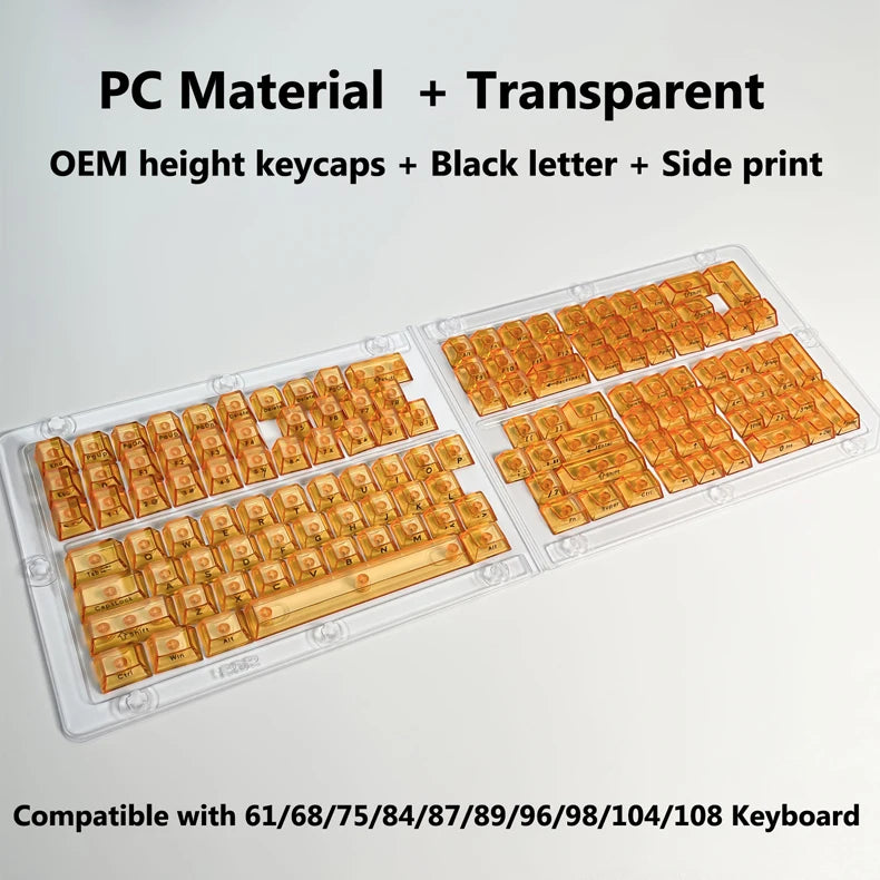Full Sets Transparent Keycaps for Mechanical Keyboard Front/Side/None Print RGB Backlit Full/Misty Transparent Keycap 130+ Key