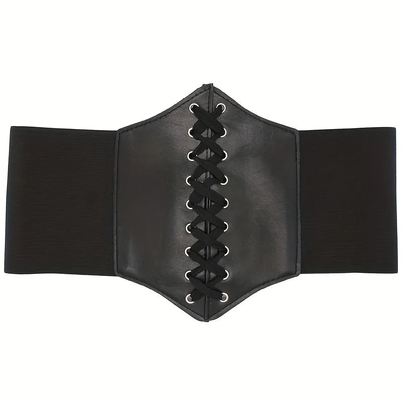 New Corset Punk Black Wide Belt, Pu Leather Slimming Body Belts for Women, Elastic High Waist Belt Female Cummerbunds