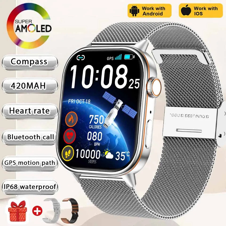 NEW Fashion Built-in 6 Stars GPS Position Smart Watch, Women 2.01'' AMOLED HD Screen IP68 Waterproof Sport  Bracelets For Ladies