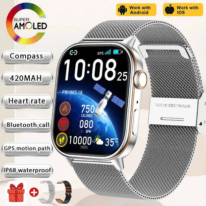 NEW Fashion Built-in 6 Stars GPS Position Smart Watch, Women 2.01'' AMOLED HD Screen IP68 Waterproof Sport  Bracelets For Ladies
