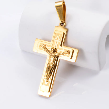 Stainless Steel Cross Pendant Jesus Prayed Fashion Men Women Metal Geometry Punk Gothic Party Jewelry Vintage Gifts