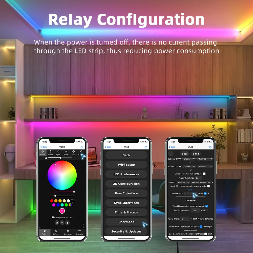 DOMRAEM ESP32 USB-C WLED Digital LED controller RGB IC DIY APP 16A fuse Works with HA/MQTT/Alex WS2811/12/12B/14/05 Sk6812 Strip
