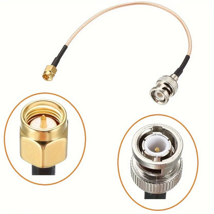 SMA Male to BNC Male Cable, 20cm + 5pcs RF Coax Adapter Kit, SMA to BNC Cable, SMA BNC Adapter Cable Kit for RF Applications/Antenna