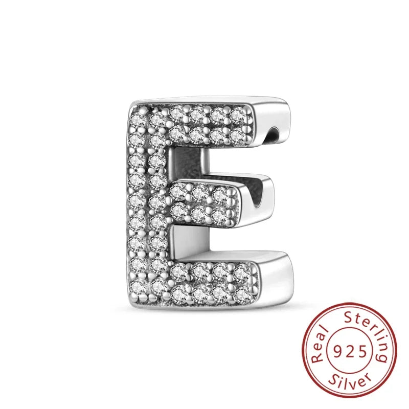 925 Sterling Silver 26 Letters Charms A-Z Alphabet Beads Fit Original Bracelet for Women Girl DIY Fine Jewelry Gift