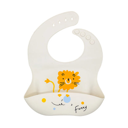 Baberos impermeables para niños, alimentación de bebés, cosas para comer, silicona suave, estampado de dibujos animados de animales, baberos ajustables para probar y alimentar al bebé