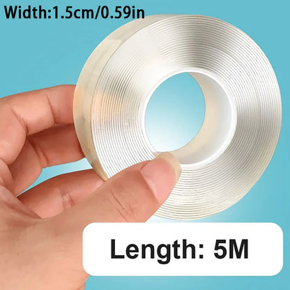 Cinta Adhesiva de Doble Cara Ultrafuerte de 1/3/5m Cinta Versátil Reutilizable Impermeable sin Rastro Cinta Nano de Doble Cara Súper Potente