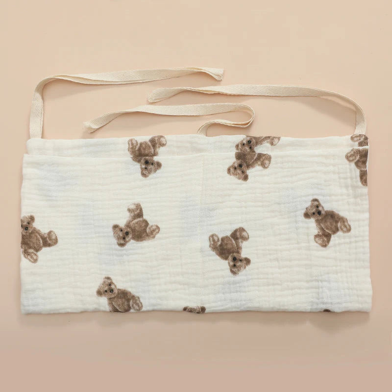 100% Cotton Baby Crib Storage Bag Multifunctional Newborn Bed Headboard Organizer For Kids Baby Bedding Diaper Bag