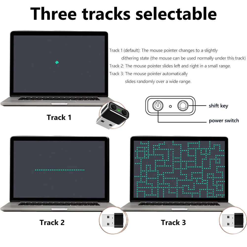 Mini Automatic Mouse Jiggler, Mover Undetectable USB Automatic Move Cursor, Plug and Play with ON/OFF Indicator Light for Computer