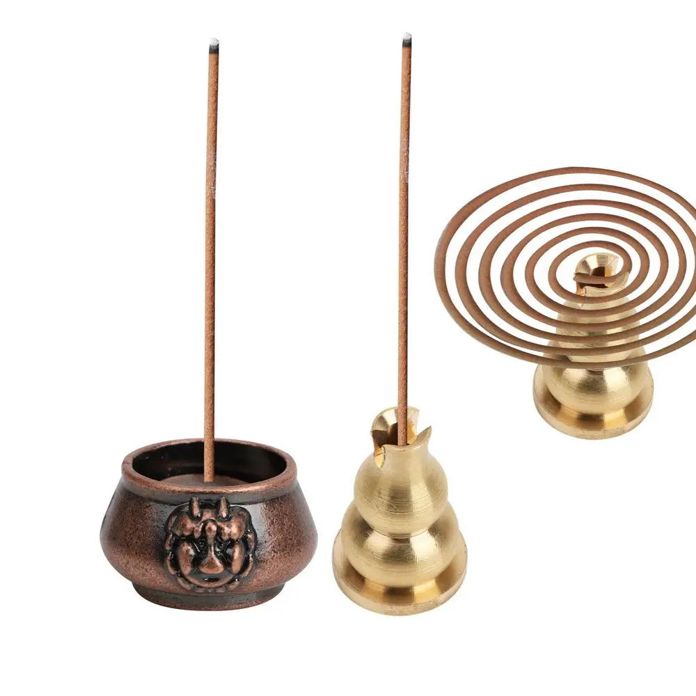 Brass Incense Burner Holder For Incense, Stick Coil Bottle Gourd Shaped Copper Incense Holder, Copper Censer