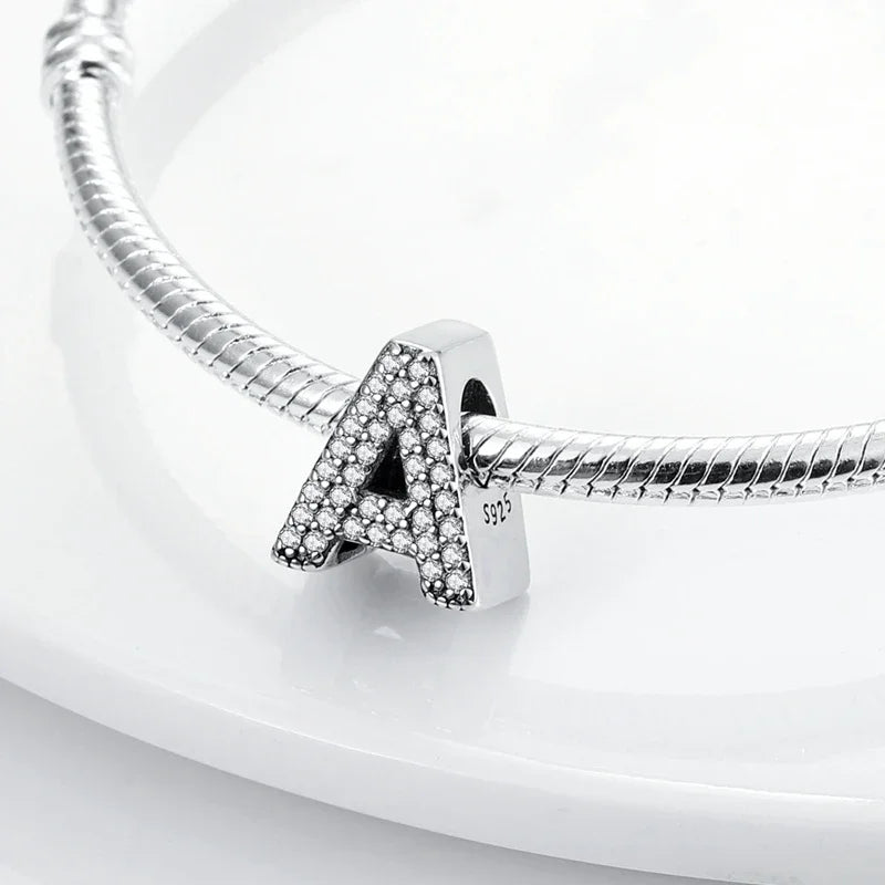 925 Sterling Silver 26 Letters Charms A-Z Alphabet Beads Fit Original Bracelet for Women Girl DIY Fine Jewelry Gift