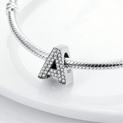 925 Sterling Silver 26 Letters Charms A-Z Alphabet Beads Fit Original Bracelet for Women Girl DIY Fine Jewelry Gift