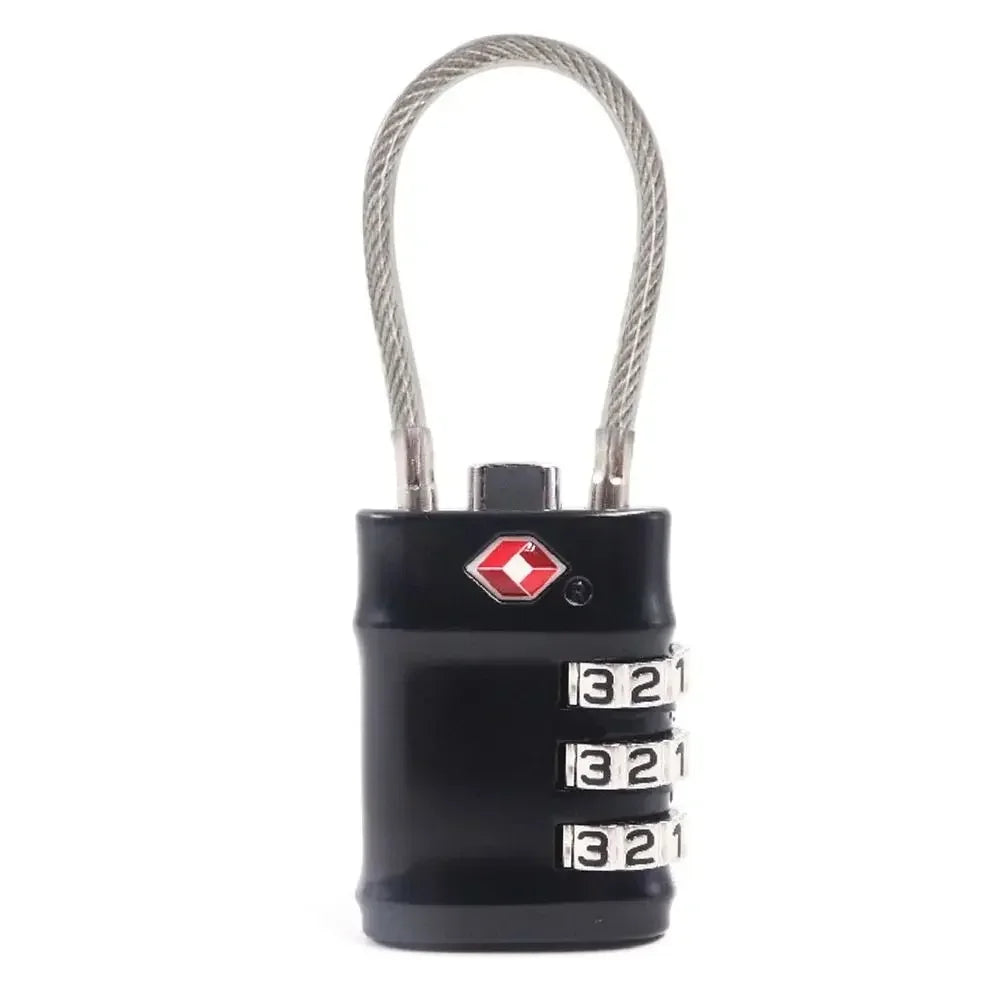 High Security TSA Customs Lock Overseas Customs Clearance Trolley Luggage Suitcase Backpack Password Padlock with Steel Cable