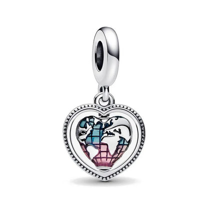 Blue Sparkling Zircon Star Moon Series Charms Beads Fit Original Bracelet Women DIY Pendant Accessories Jewelry 925 Silver Gifts