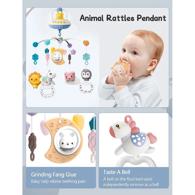 Baby Crib Mobile with Lights Music Projection for Infants 0-6 Months Remote Control Crib Toys for Newborn Baby Mobile for Crib