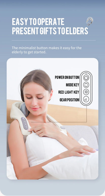 Foreverlily 26W Brushless Motor Neck and Shoulder Massager, Wireless Shoulder and Back Kneading Massage Shawl, Neck Masajeador