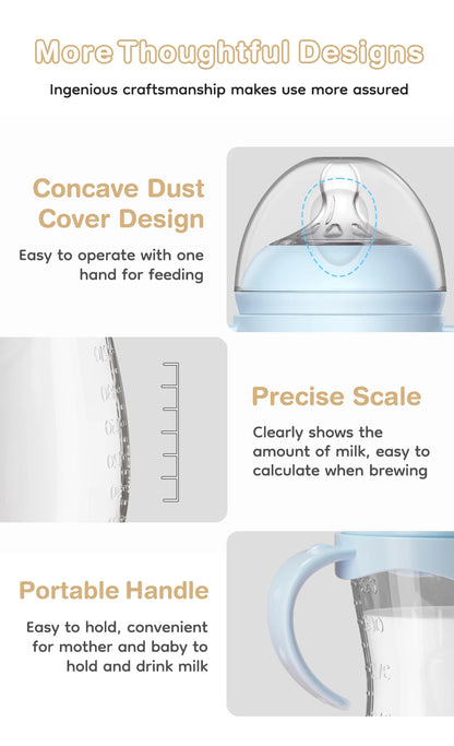 150/240/330ml, Baby Bottle With Handle Anti-bloating＆Anti-drop, Clear Scale Milk Bottle Feeding Baby Bottles, BPA-FREE PP15