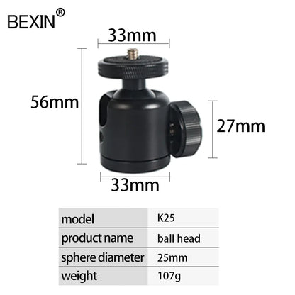 Mini Cold Shoe Ball Head, Dual Use 1/4 Screw Cold Shoe Aluminum Alloy Ball Head for Camera Phone Speedlite Tripod Selfie Stick, BEXIN K19