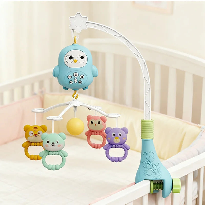360° Musical Baby Crib Mobile Rotating Night Light Bed Bell Toy Four Speed Timing Hanging Infant Newborn Rattle Bedside Gift