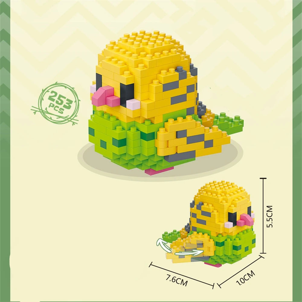 Cute bird puzzle small building block set, creative educational building toys suitable for boys and girls, toys suitable for dec