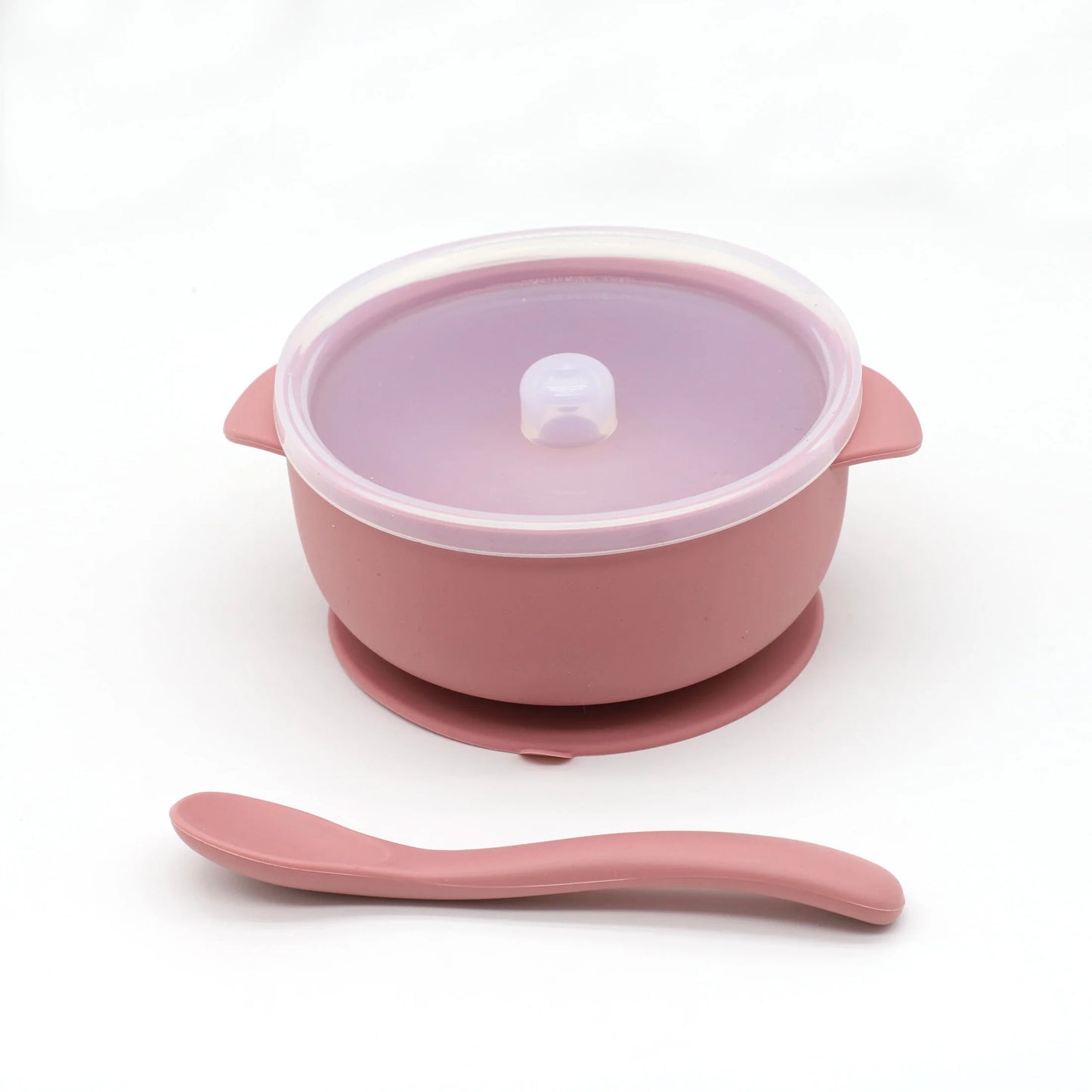 3pcs silicone bowl with lid, food spoon bowl with suction cup, strong suction set