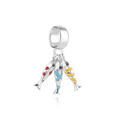 925 Plata Tortuga marina cangrejo Pulpo Dijes Delfín estrella de mar Colgante Ajuste Pulsera Original Mujer DIY Accesorios Joyería Regalo