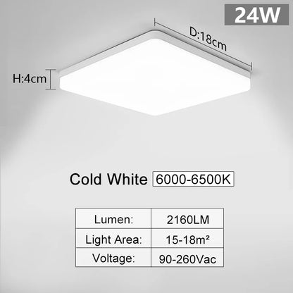 Square Led ceiling lamp, bedroom lighting, Neutral white, cold white, warm white, 48W 36W 24W 18W led ceiling light room, MARPOU