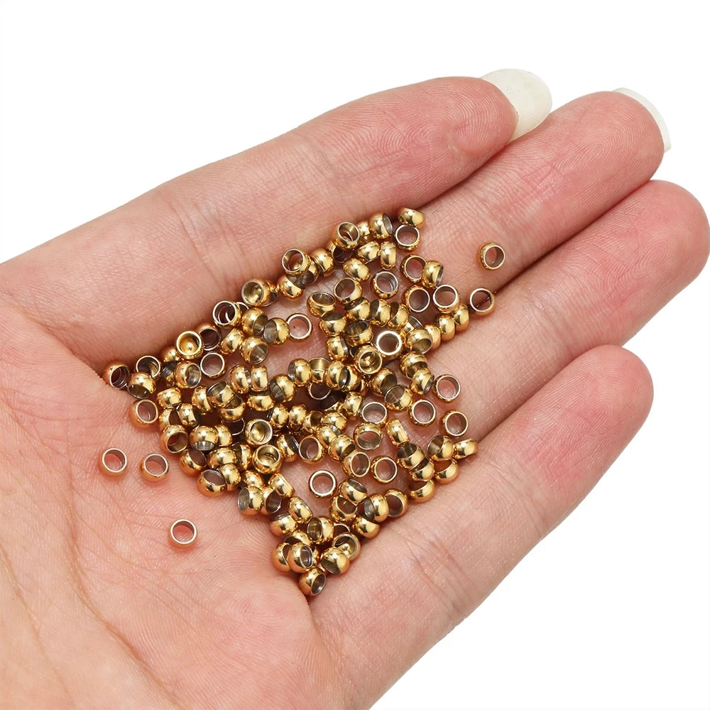 100Pcs, Stainless Steel Ball Crimp End Beads, Dia. 1.5/ 2/ 2.5/ 3/ 3.5/ 4mm, Stopper Spacer Beads For Diy Jewelry Making Findings Supplies