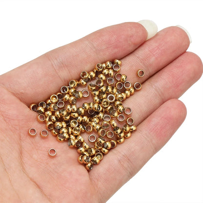 100Pcs, Stainless Steel Ball Crimp End Beads, Dia. 1.5/ 2/ 2.5/ 3/ 3.5/ 4mm, Stopper Spacer Beads For Diy Jewelry Making Findings Supplies